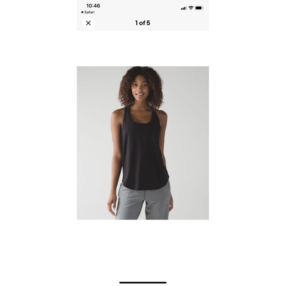 Lululemon Cool Racerback Heathered Deep Coal/Black Tank Top Size S/M Activewear